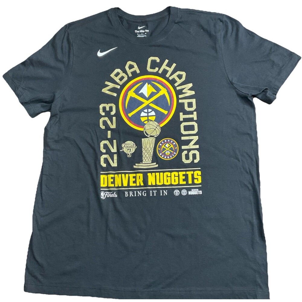 Nike NBA Denver Nuggets '22-'23 Champs Mens Size XXL 2XL Black Graphic T-Shirt